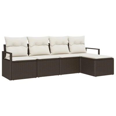 Afbeelding van vidaXL 5 delige tuinset met kussens in bruin poly rattan