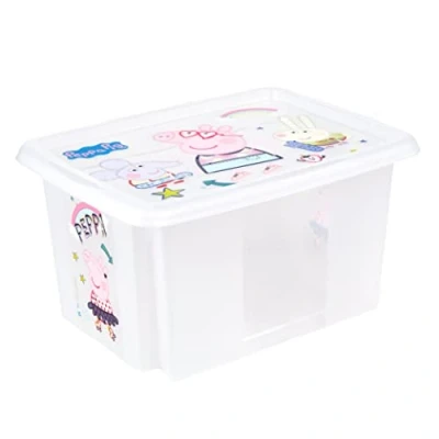 Image de keeeper Peppa Pig Boîte de rangement rotative et empilable avec couvercle Pour enfants 15 l Caroline Naturel transparent