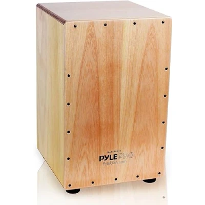 Afbeelding van Pyle Houten Cajon, Handgemaakte Percussiedoos, Compact en Lichtgewicht Jam Cajón met Interne Snaren Rubberen Poten,