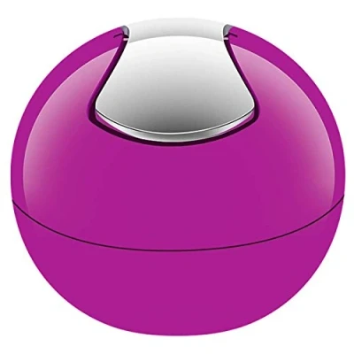 Afbeelding van Spirella Afvalemmer voor badkamer, cosmetica container, 1 liter, glanzend of mat, afvalcontainer met draaibaar deksel, roze