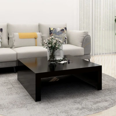 Afbeelding van Salontafel 100x100x35 cm spaanplaat zwart