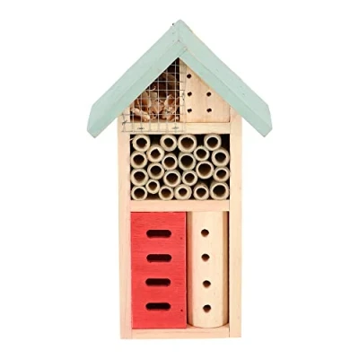 Afbeelding van Esschert Design Houten Insectenhotel 9X15X26 Cm Naturel/Mintgroen/Rood