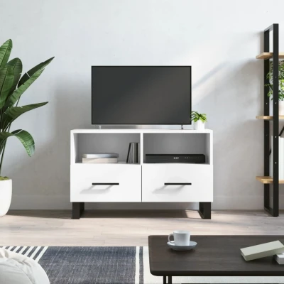 Afbeelding van Tv meubel 80x36x50 cm bewerkt hout wit
