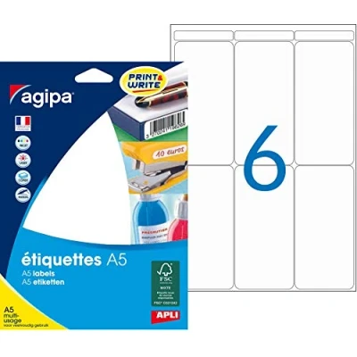 Image de Agipa Etiquette Adhesifs A5 46x97 Etui 96