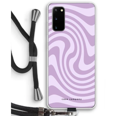 Afbeelding van Case Company® hoesje met Koord geschikt voor Samsung Galaxy S20 Swirl Paars Telefoonhoesje Zwart Bescherming aan alle Kanten en Over de Schermrand
