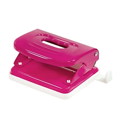 Afbeelding van Idena 11541 Metalen perforator met displayrail in roze formaat voor 20 vellen