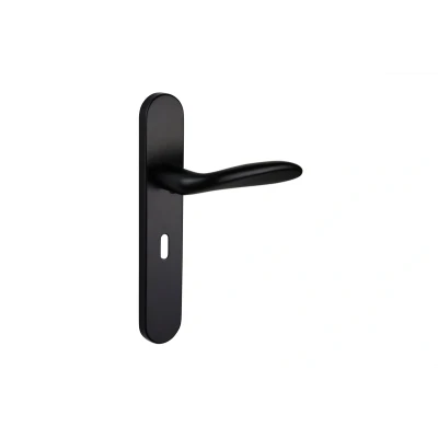 Afbeelding van Lavuzo deurkruk Benevento Zwart met afgerond schild SL56 Per set Deurklink