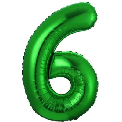 Afbeelding van Ballon Cijfer 6 Jaar Groen Folie Verjaardag versiering ballonnen Feest Met Rietje 36Cm