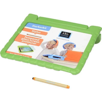 Afbeelding van KidsCover iPad 10.2 kinderhoes groen set INCLUSIEF stylus &amp; glazen screenprotector tablet hoes voor kinderen kidsproof