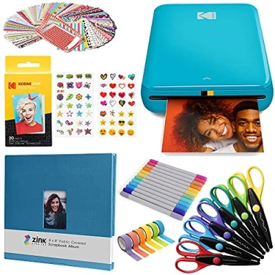 Afbeelding van Kodak Step Draadloze mobiele fotoprinter met zinktechnologie (blauw) albumset