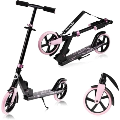 Afbeelding van LIONELO LUCA Scooter voor kinderen en volwassenen tot 100 kg, duurzame constructie, opvouwbaar, snel, verstelbaar stuur, wielen 20 cm, schokdemper ShockResist rem