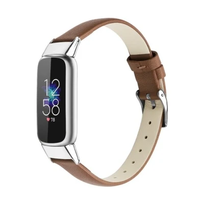Afbeelding van Fitbit Luxe Leren bandje Maat: Small Bruin Roestvrijstale gespsluiting