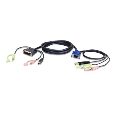 Image de Ensemble de câbles KVM ATEN 2L 7DX3U, VGA à DVI A, USB, audio, longueur 3 m