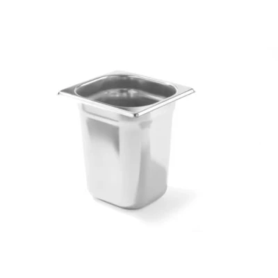 Afbeelding van HENDI Gastronorm bak, GN 1/6, hittebestendigheid 40 C tot 300 C, te gebruiken in convectieovens, koelkasten, waterbaden, chafing schijven, 1,6 l, 176 x 162 100 mm, roestvrij staal 18/10
