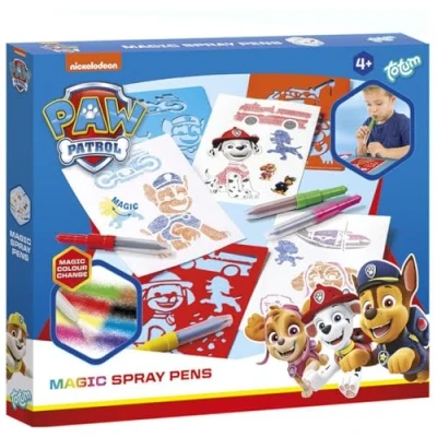 Image de Paw Patrol Lot de stylos pulvérisateurs à changement couleur pour enfants Kit peinture magique avec pochoirs Dessin créatif et plaisir partir 4 ans