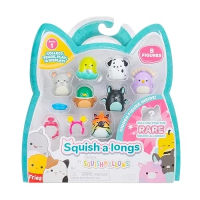 Afbeelding van squish a longs SQAL0083 Set van 8, serie 1, stijl 4, bevat 8 x 2,5 cm mini met 2 accessoires, 1 ring en verzamelhandleiding verzamelen, ruilen spelen