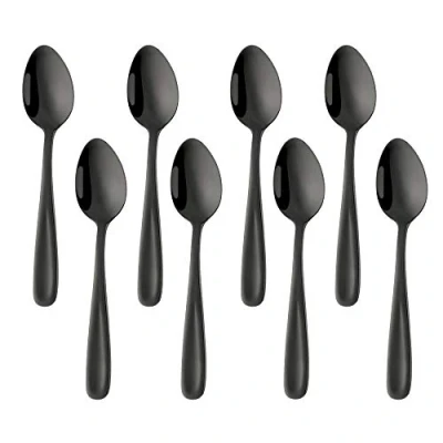 Afbeelding van BISDARUN 8 stuks koffielepels roestvrij staal zwart 13,5 cm