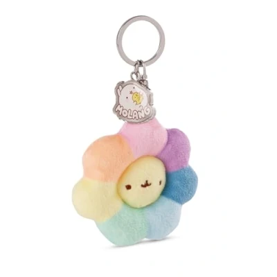 Afbeelding van Sleutelhanger met regenboogbloem, 7 cm, kleurrijk, dierenhanger metalen ring om op te hangen aan sleutels, touw, tas en meer