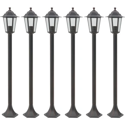 Afbeelding van Paalverlichting voor tuin E27 110 cm aluminium brons 6 st