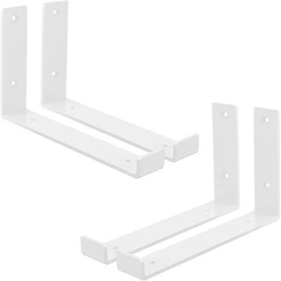 Afbeelding van ML Design 4 stuks plankbeugel 25x4x14cm wit, gemaakt van metaal, 10 inch plankbeugels, industriële planksteun voor wandmontage, 90 graden wandbeugel, L vormige wandplank, incl. schroeven