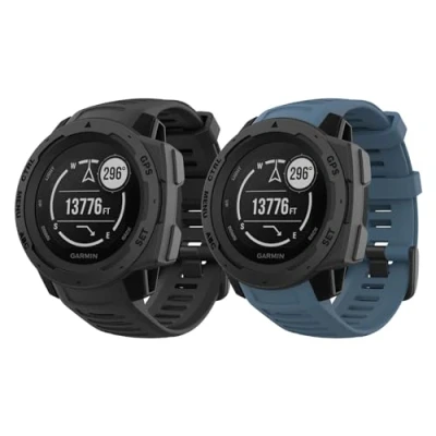 Afbeelding van MoKo 2 stuks reservebandjes van zachte siliconen voor Garmin Instinct/Instinct Solar/Tactical/Instinct smartwatch, 22 mm, zwart/orkaanblauw