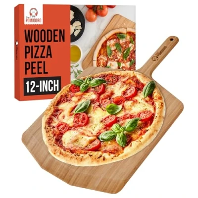 Afbeelding van Chef Pomodoro 30 cm houten pizzaschep, lichtgewicht bamboe pizzaschep en pizzaplaat voor het bakken van zelfgemaakte pizza brood, pizzaplank (30 (12 inch)