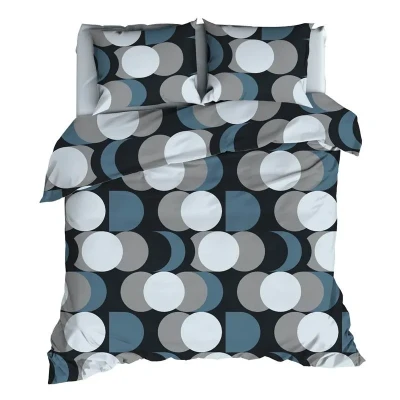 Afbeelding van Satin d&#039;Or Artballs Dekbedovertrek Tweepersoons 200x200/220 cm Blauw/Grijs