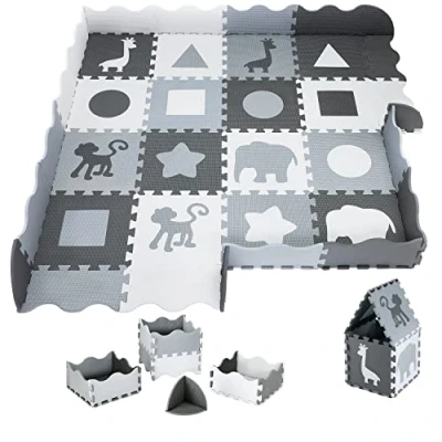 Afbeelding van Moby System Puzzelmat Speelmat Baby Foam XL 150 x cm met rand Grijs