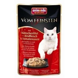 Afbeelding van 18 x 50 g Animonda Vom Feinsten Adult in Saus kipfilet + rundvlees tomaatsaus nat kattenvoer
