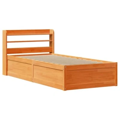 Afbeelding van vidaXL Bedframe met hoofdbord massief grenenhout wasbruin 90x200 cm