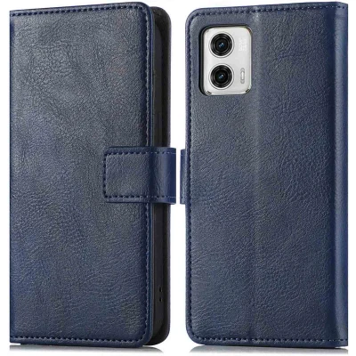 Afbeelding van iMoshion Hoesje Geschikt voor Motorola Moto G73 Met Pasjeshouder Luxe Bookcase Donkerblauw