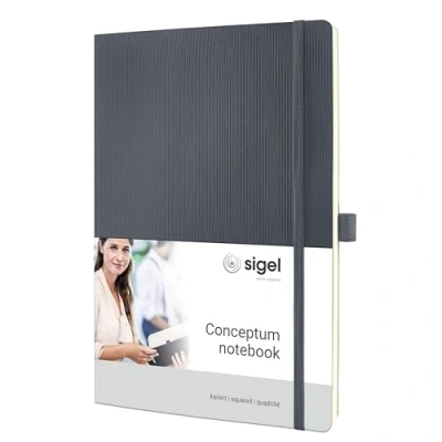 Afbeelding van Sigel Si Co318 Notitieboek Conceptum Pure Softcover A4 Donkergrijs Geruit