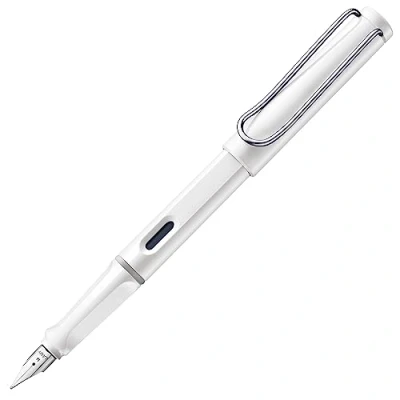 Image de LAMY safari white Stylo plume avec grip ergonomique et acier poli en taille EF matière plastique robuste ASA cartouche T 10 bleu Droitier