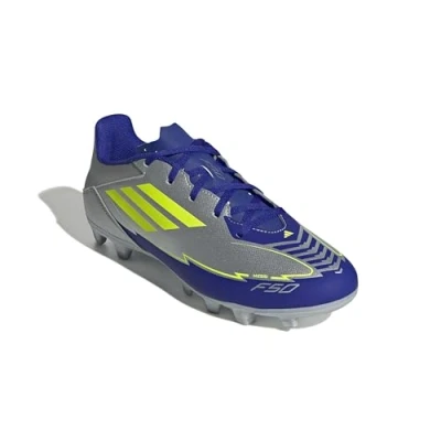 Afbeelding van adidas F50 CLUB Voetballaarzen FG/MG voetbalschoenen, uniseks, Zilver Met./Solar Geel/Lucid Blauw, 42 EU