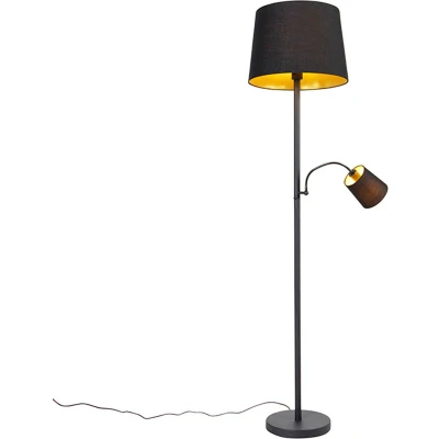 Afbeelding van QAZQA retro Klassieke Dimbare LED Smart Vloerlamp Staande Lamp incl. wifi met Dimmer 1 lichts H 159.7 cm Zwart Goud Woonkamer Slaapkamer