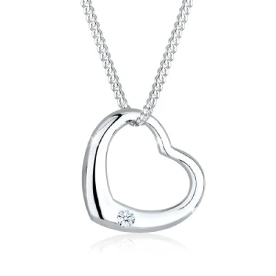 Afbeelding van Elli PREMIUM Dames Halsketting Hart Hanger met Diamant (0.03 ct.) in 925 Sterling Zilver