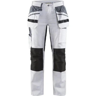 Image de Pantalon peintre stretch femme blanc/noir