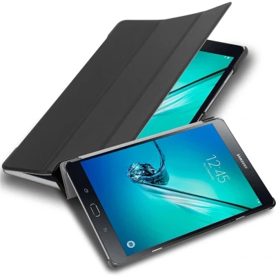 Afbeelding van Cadorabo Tablet Hoesje geschikt voor Samsung Galaxy Tab S2 (8 inch) in SATIJN ZWART Ultra dun beschermend geval met automatische Wake Up en Stand functie Book Case Cover Etui