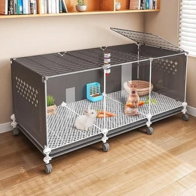 Afbeelding van WXXSHGDW Cage Lapin Intérieur, a avec Roues, pour Petits Animaux Plateau, Grand Espace, Lapin/Furet/Chinchilla