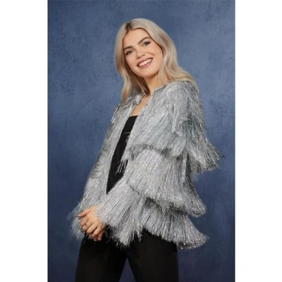 Afbeelding van Smiffys Fever Tinsel Festivaljas, zilverkleurig