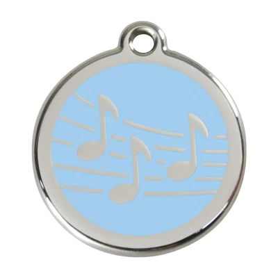 Afbeelding van Music Light Blue roestvrijstalen hondenpenning large/groot dia. 3,8 cm RedDingo