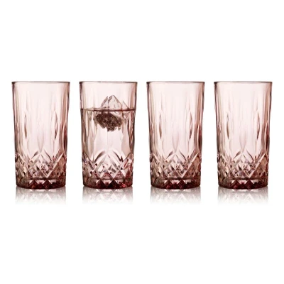 Afbeelding van Lyngby Glass Longdirnkglazen Sorrento Pink 38 Cl (set Van 4)