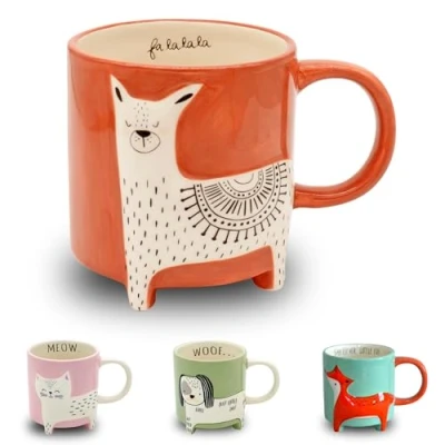 Afbeelding van Winkee Leuke dieren koffiekopjes I De mooie grote koffie en theemok XXL mok ca. 450 ml schattige koffiemok