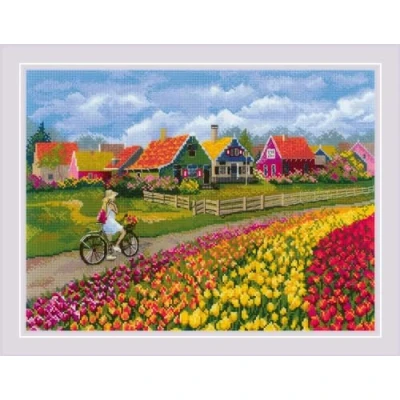 Afbeelding van Borduurpakket Tulpenveld Telpakket