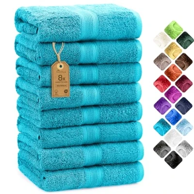 Afbeelding van NatureMark 8 Pack Handdoeken, 50 x 100 cm, 100% Katoen, Turquoise