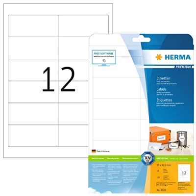 Afbeelding van Herma 8628 etiketten 97x42,3 Premium A4 120 stuks wit