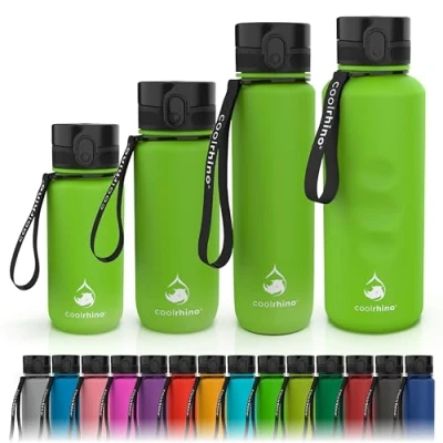 Afbeelding van coolrhino Drinkfles, 650 ml, voor sport, outdoor, school, fitness en kinderen, lekvrije BPA vrije waterfles, geschikt koolzuur (rhino geel, ml)