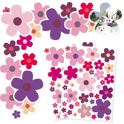 Afbeelding van Set van 2 bloemenstickers 70 bloemen Fietsstickers Zomerbloemen Decoratie voor fiets, laptop, auto, motorfiets, mobiele telefoon, notitieboek, stickers