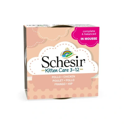 Afbeelding van Schesir Kattenvoer Kitten 3 12 Kip in Mousse 85 gr