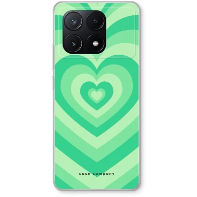 Afbeelding van Case Company® hoesje geschikt voor Xiaomi Poco X6 Pro Hart Groen Soft Cover Telefoonhoesje Bescherming aan alle Kanten en Schermrand